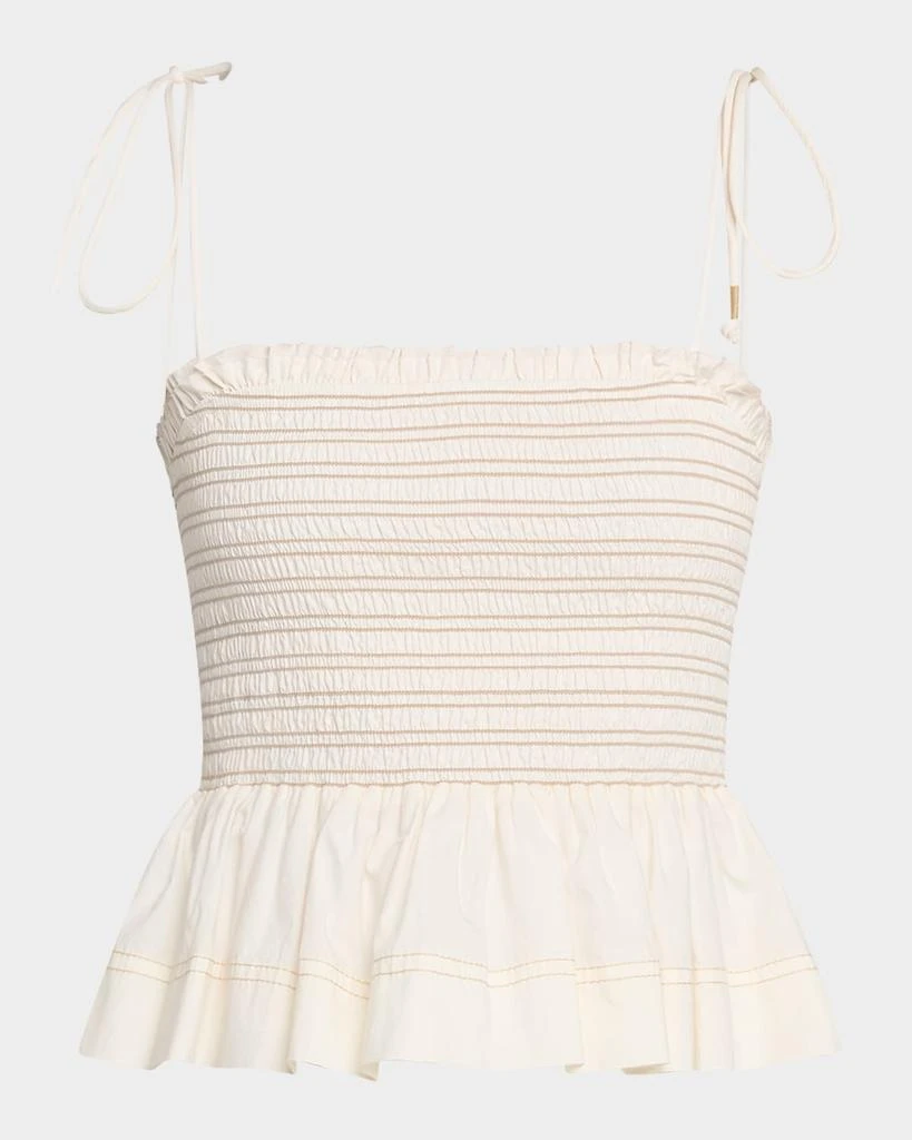 VERONICA BEARD Ophelia Smocked Sleeveless Peplum Top 1