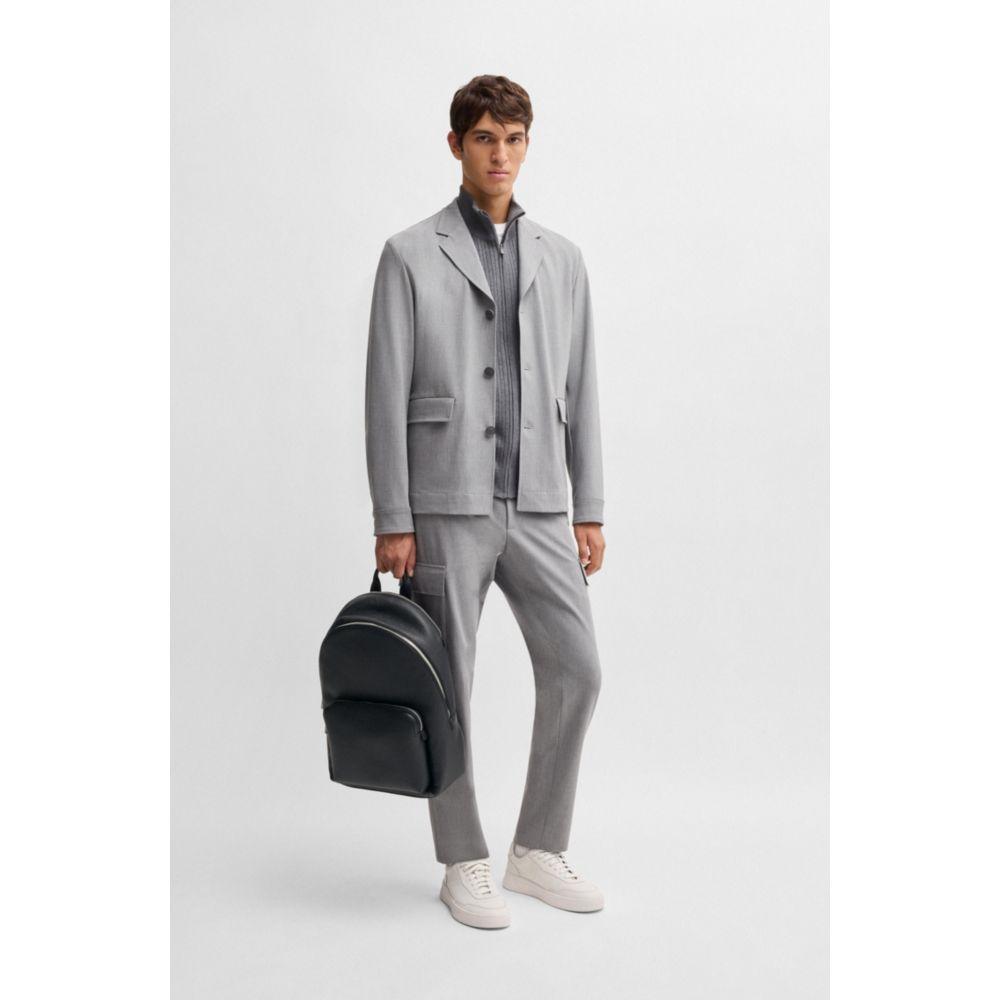 Hugo Boss Backpack in grained Italian leather with smart sleeve