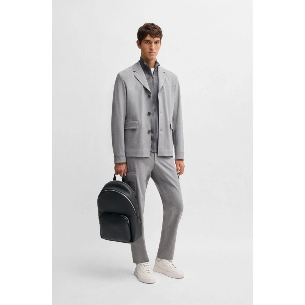 Hugo Boss Backpack in grained Italian leather with smart sleeve 2