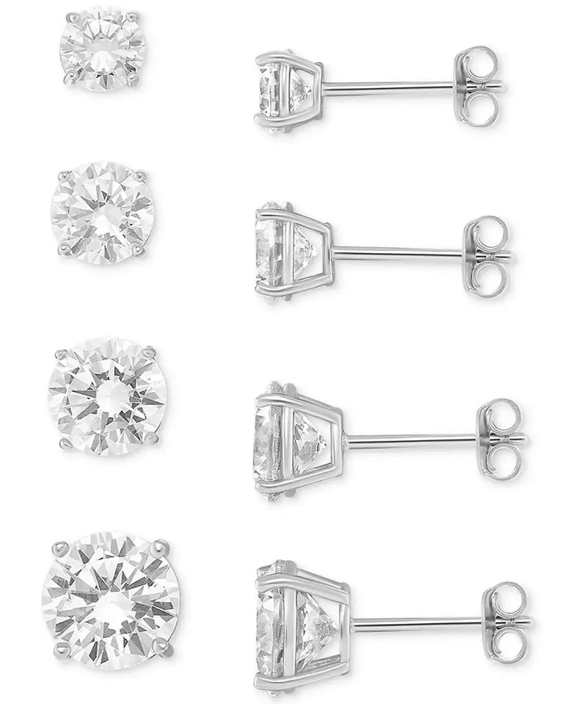 Giani Bernini 4-Pc. Set Cubic Zirconia Graduated Solitaire Stud Earrings in Sterling Silver, Created for Macy's 1