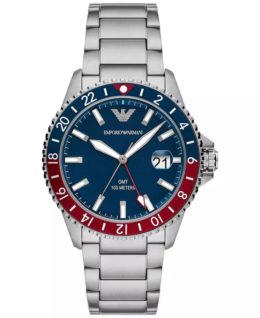Emporio Armani Men's World Explorer GMT Dual Time Stainless Steel Bracelet Watch 42mm 1