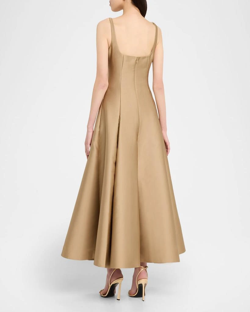 ROLAND MOURET Square-Neck Silk Tea-Length Dress 3