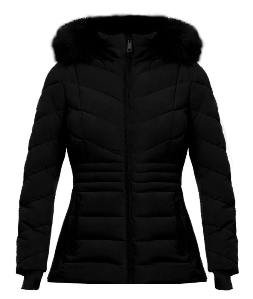 MICHAEL Michael Kors Michael Michael Kors Women's Black Chevron Faux Fur Hooded Coat 2