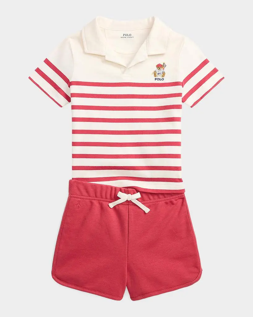 Ralph Lauren Boy's Polo Bear Shirt & Terry Shorts Set, Size 2-7