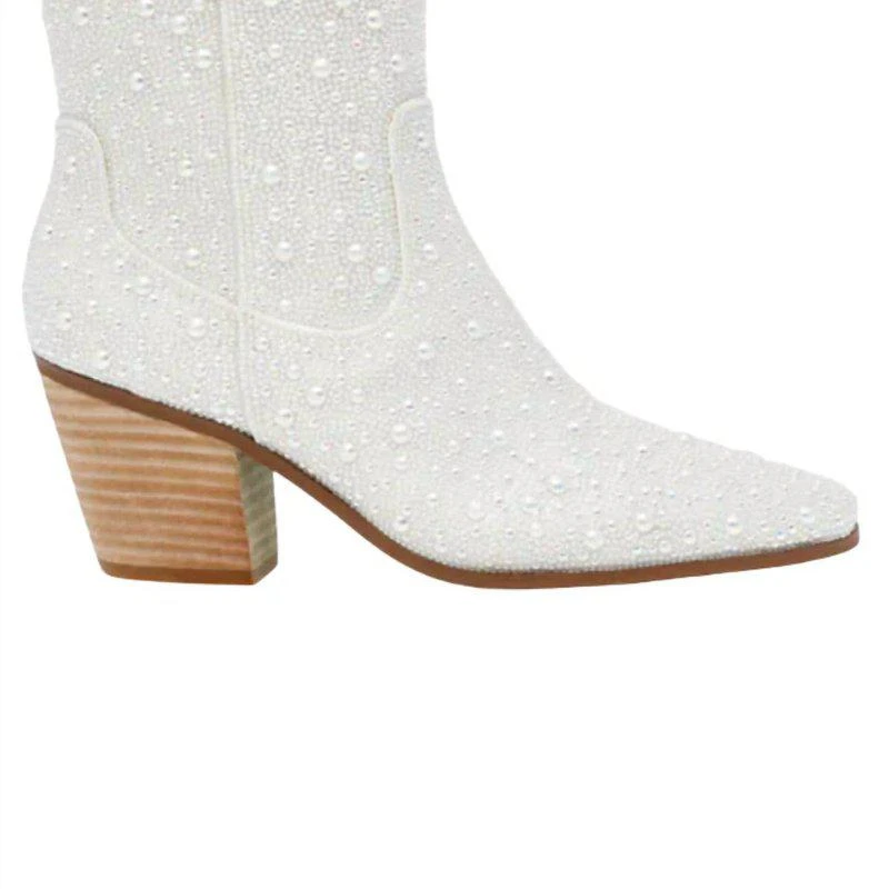 Betsey Johnson Diva Ankle Boot In Pearl White 1