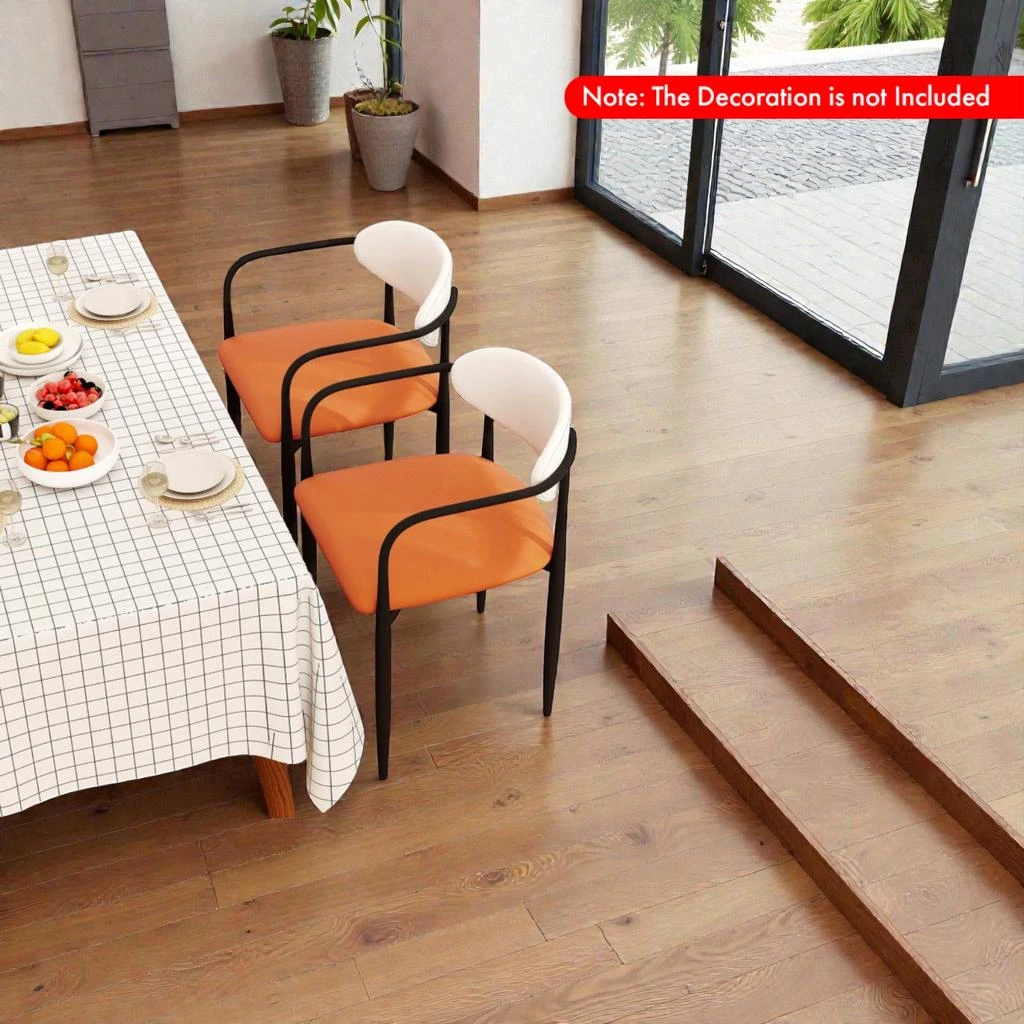 Hivvago Pair of 2 Contemporary Dining Chairs Featuring Padded Seating and Sculpted Backs 2