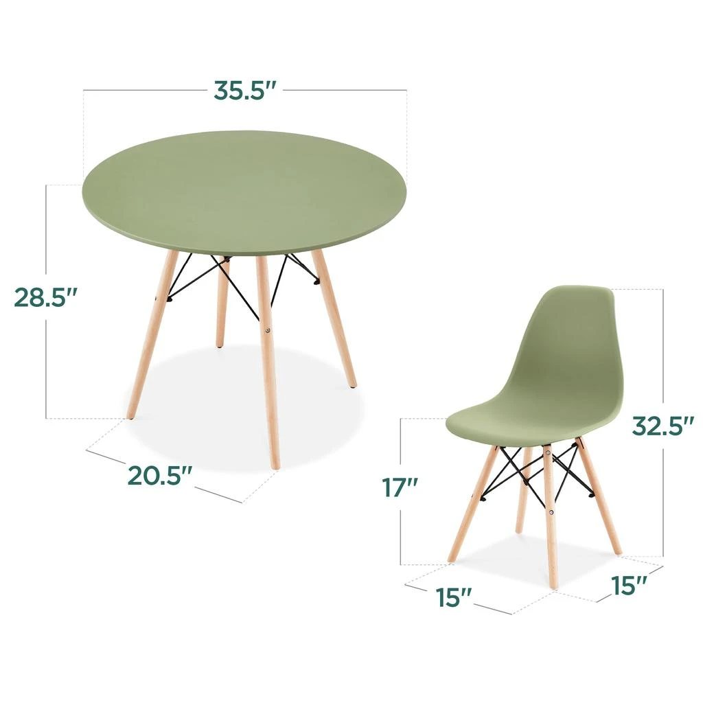 Best Choice Products 5-Piece Compact Mid-Century Modern Dining Set w/ 4 Chairs, Wooden Legs 2