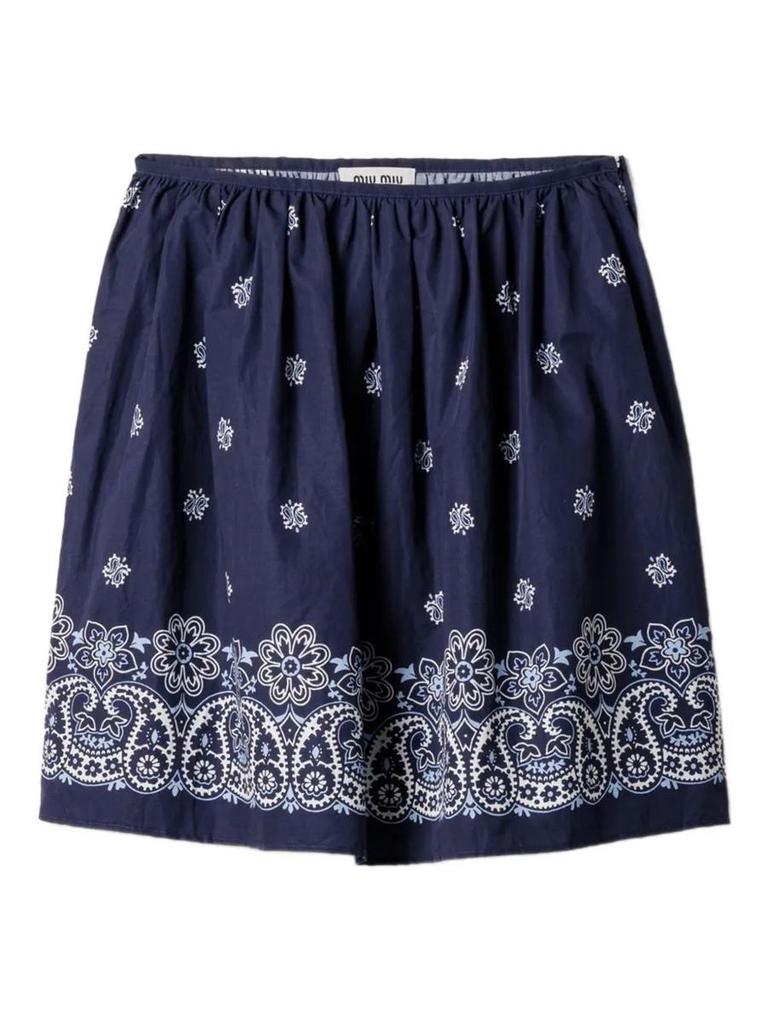 Shop Miu Miu Paisley-Printed Drawstring Mini Skirt on Sale Shop Miu Miu Paisley-Printed Drawstring Mini Skirt on Sale