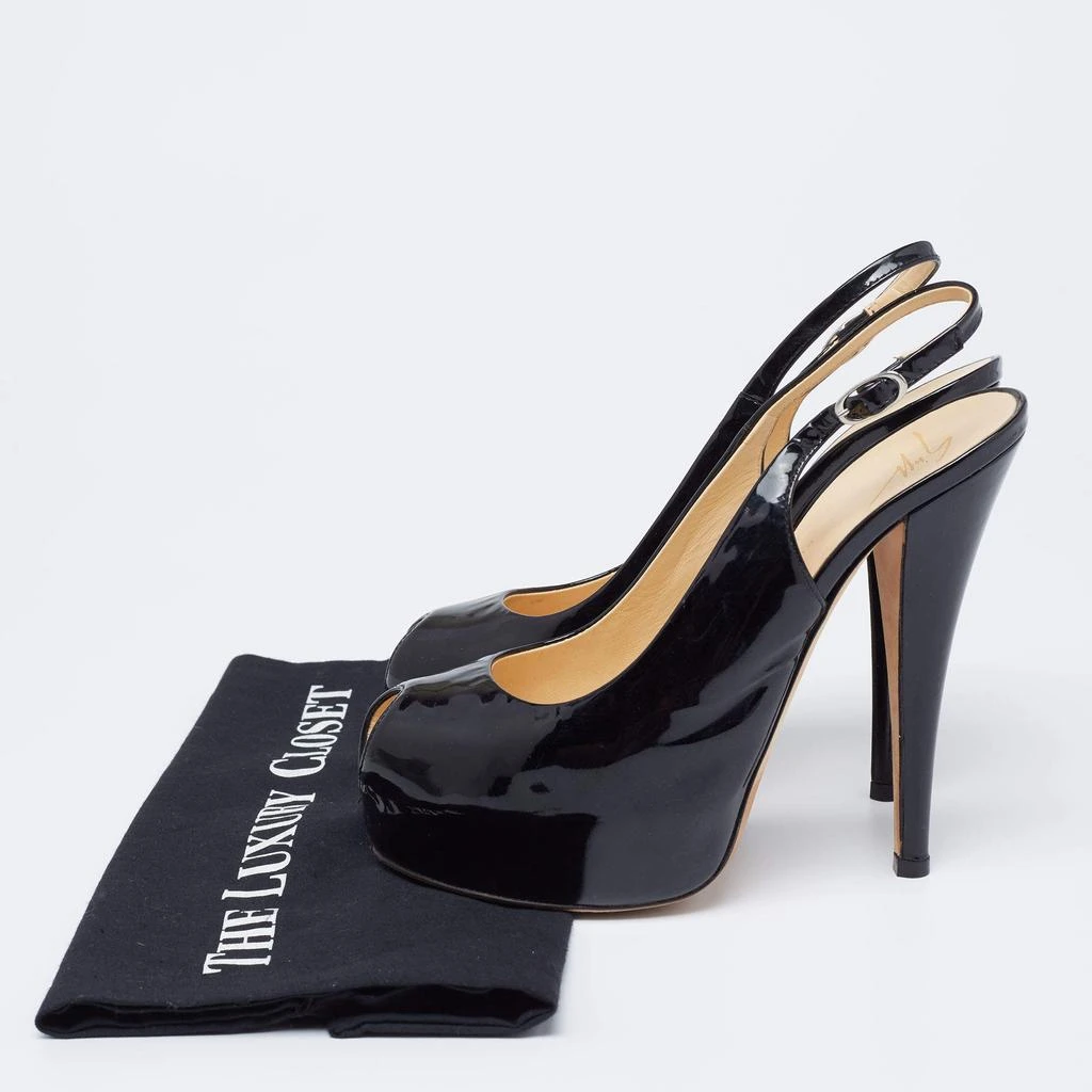 Giuseppe Zanotti Giuseppe Zanotti Black Patent Leather Peep Toe Slingback Platform Pumps Size 38 9