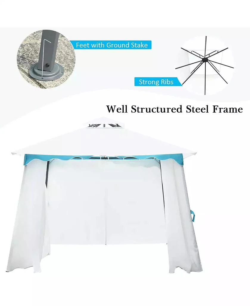 Costway 2 Tier 10'x10' Patio Gazebo Canopy Tent Steel Frame Shelter Awning W/Side Walls 7
