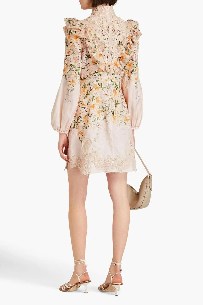 Zimmermann Lace-trimmed ruffled floral-print linen mini dress 3