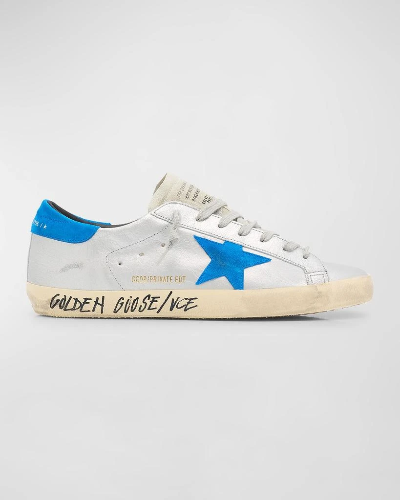 Golden Goose Men's Super-Star Crackled Metallic Low-Top Sneakers