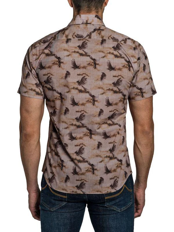 Jared Lang Bird Print Short Sleeve Button Down Shirt 2