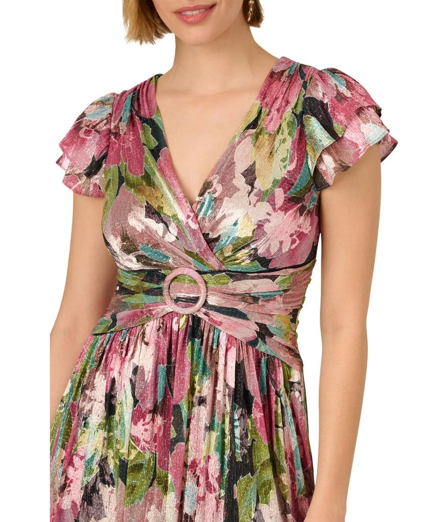 Adrianna Papell Floral Metallic Crinkle Gown 3
