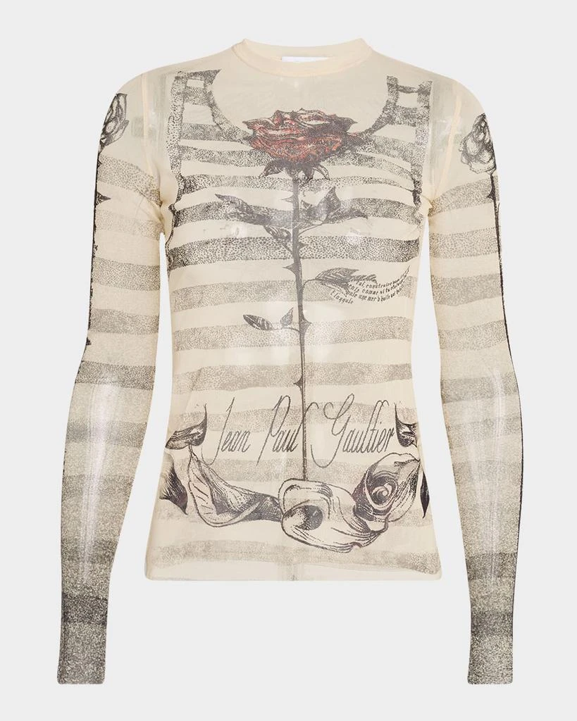 Jean Paul Gaultier Tattoo Mariniere Mesh Long-Sleeve Top 1