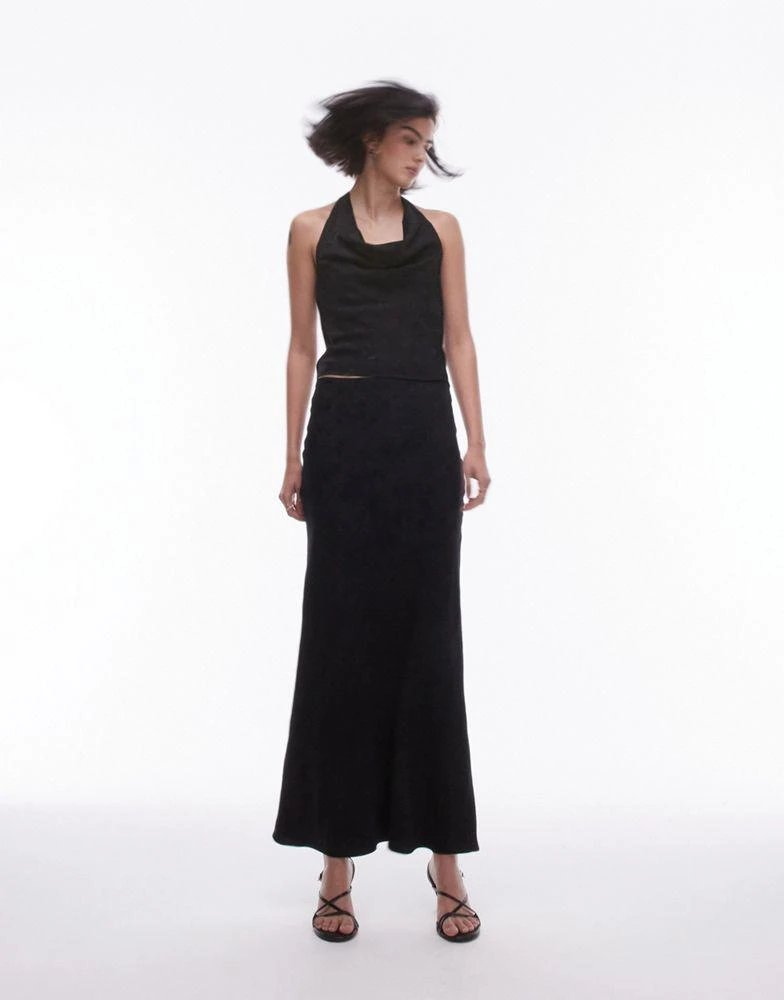 Topshop Topshop co-ord jacquard halter top in black 2