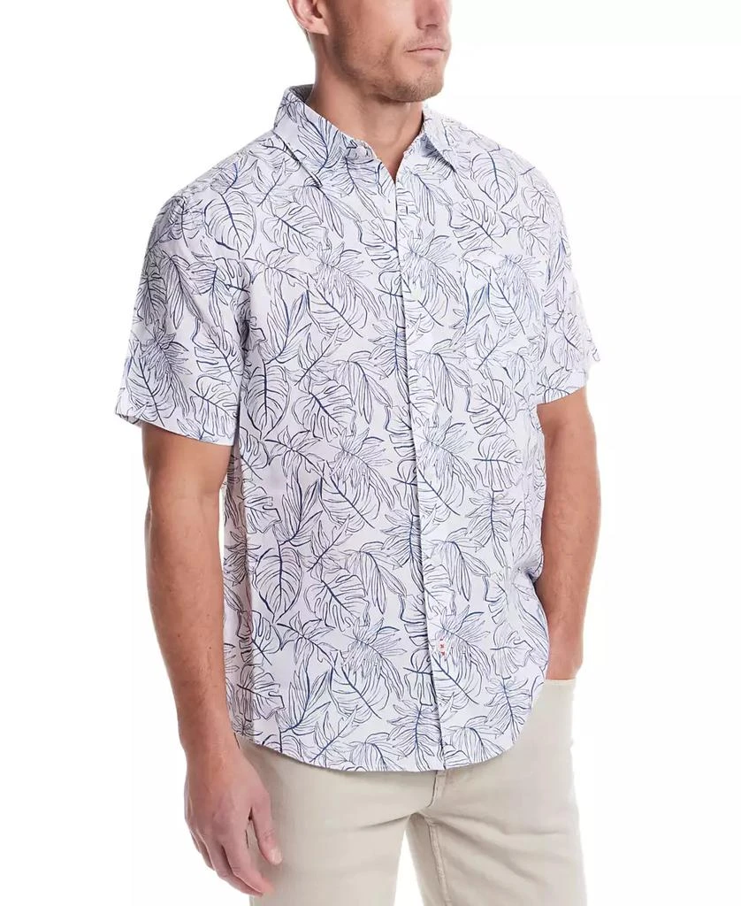 Weatherproof Vintage Men's Regular-Fit Leaf-Print Button-Down 100% Linen Shirt 2