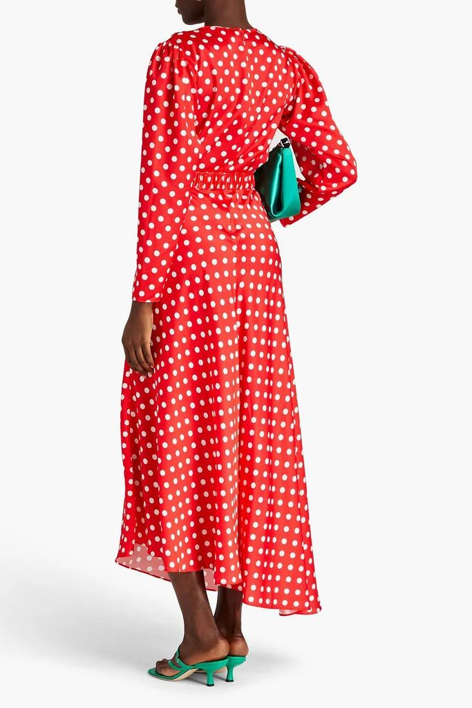 Ronny Kobo Carmen belted polka-dot satin maxi dress 3