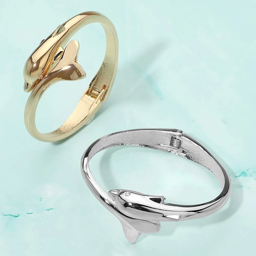 FASHNZFAB Sleek Dolphin Hinged Bangle Bracelet 5
