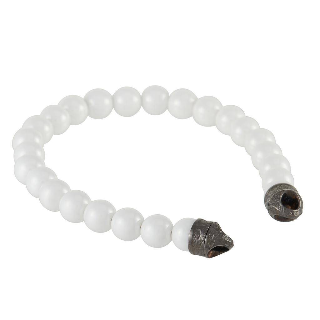 Stephen Webster England Made Me Silver and Black Rhodium White Ceramic Beaded Bracelet (No Clasp)