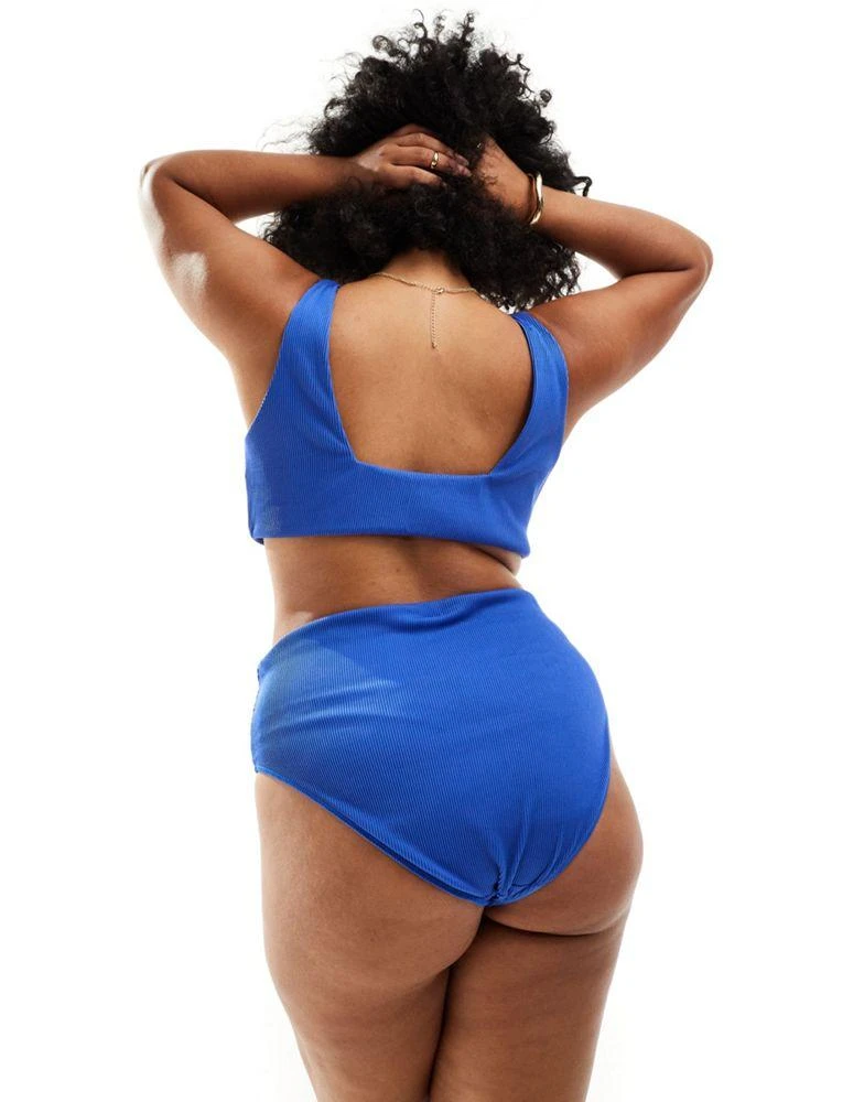 ASOS ASOS DESIGN Curve Emily rib crop bikini top in cobalt 3