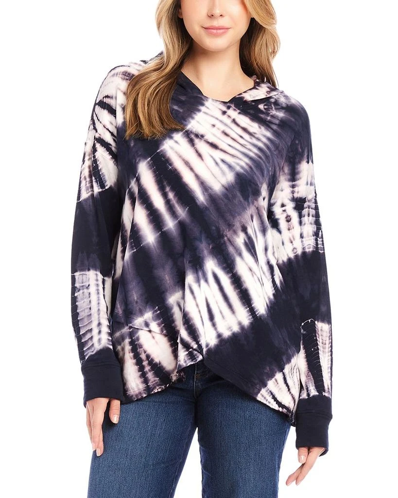 Karen Kane Tie Dyed Asymmetric Hem Hoodie Top 1