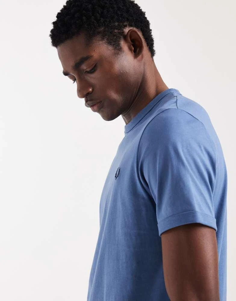Fred Perry Fred Perry logo ringer t-shirt in bright blue 4