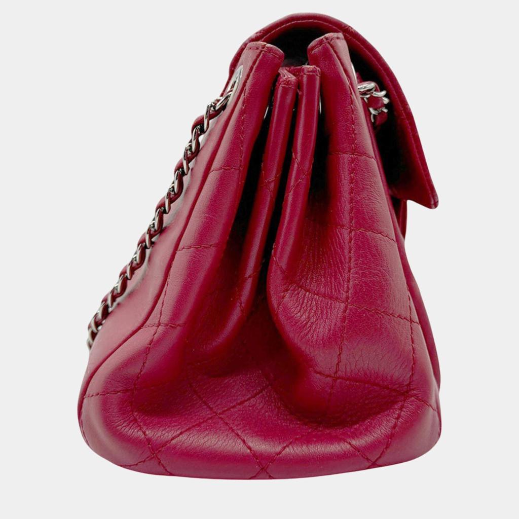 Chanel Chanel Red Silver Lambskin Shoulder Bag
