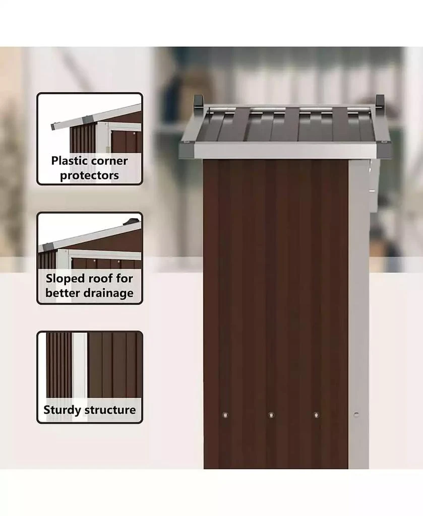 vidaXL Garden Shed Brown Galvanized Steel and Plastic 2