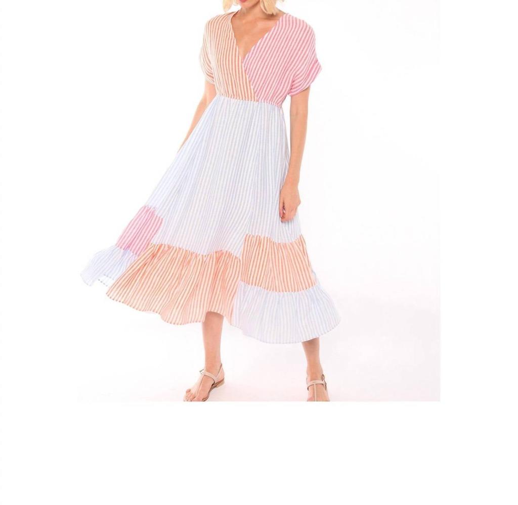 Vilagallo Vestido Libby Blue Linen Stripe