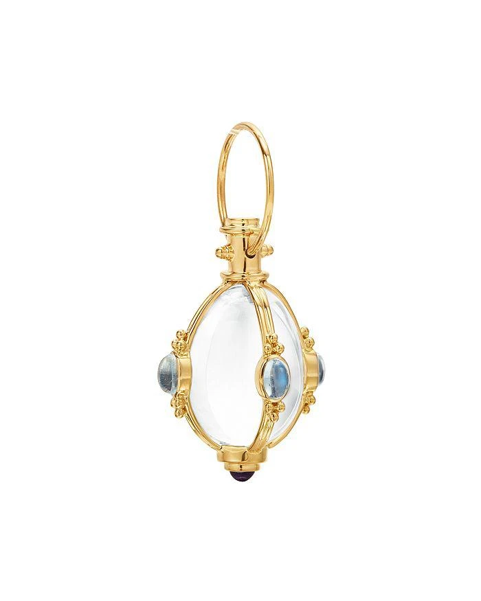 Temple St. Clair 18K Yellow Gold Classic Cabochon Amulet with Oval Rock Crystal, Royal Blue Moonstone and Tanzanite