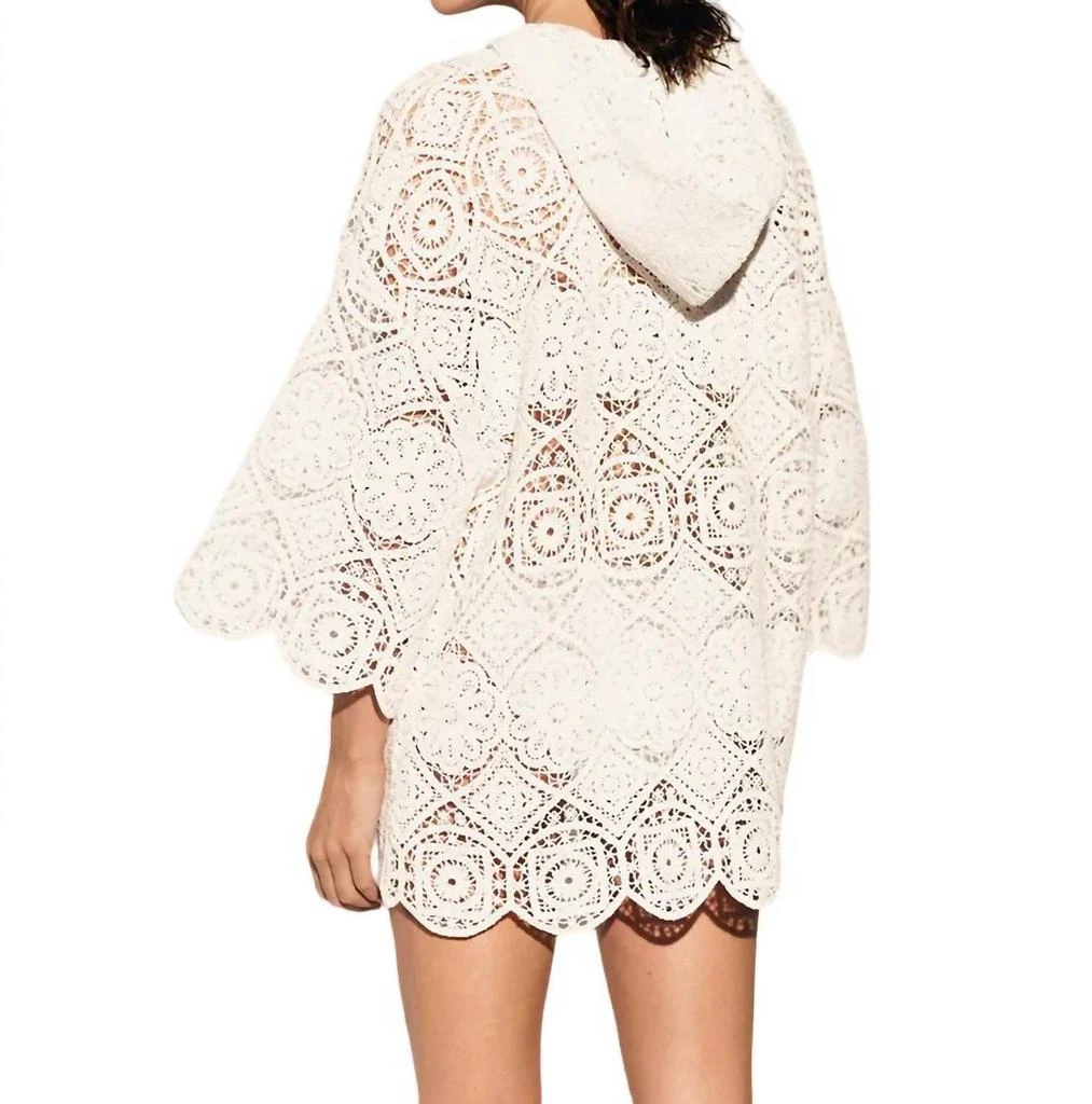 Borgo de Nor Crochet Hooded Mini Dress In White 3