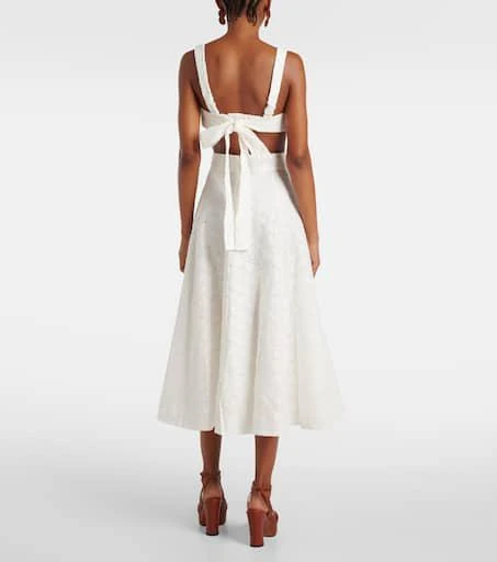 Zimmermann Crush Embroidered linen midi skirt 3