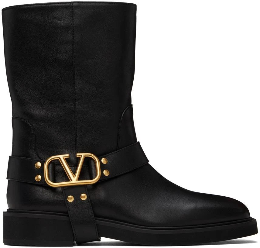 Valentino Black VLogo Signature Calfskin Boots 1