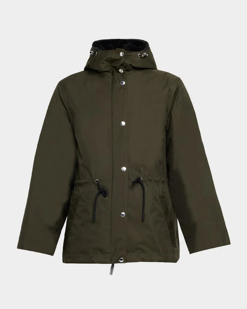 Yves Salomon Hooded Waterproof Parka with Removable Shearling Bib