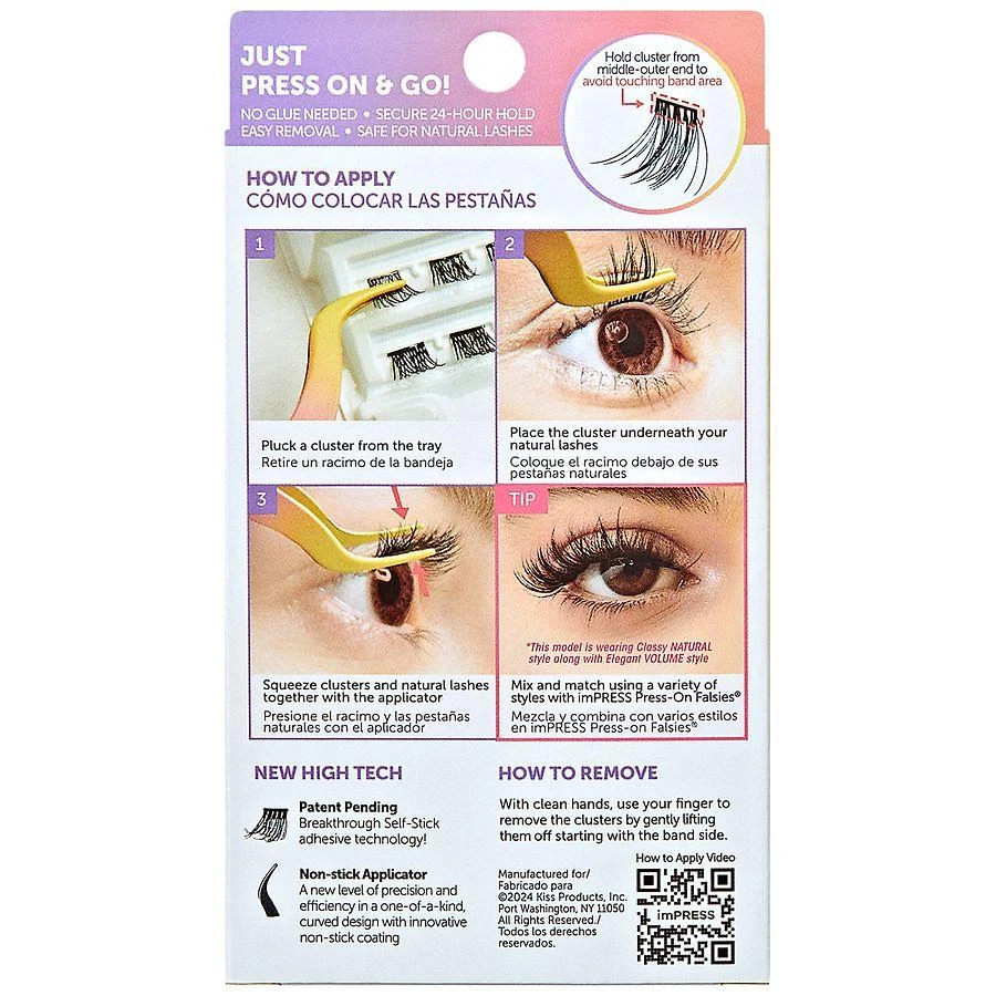 Kiss Falsies Self Adhesive Eyelashes Minipack, Natural, Classy, Lash Clusters 2