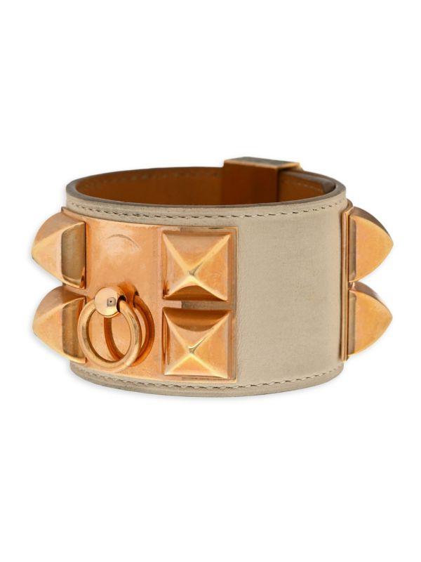 HERMÈS Rose Goldtone, Enamel & Swift Leather & Bracelet