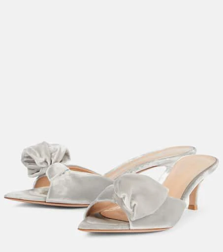 Gianvito Rossi 55 bow-detail velvet mules 4