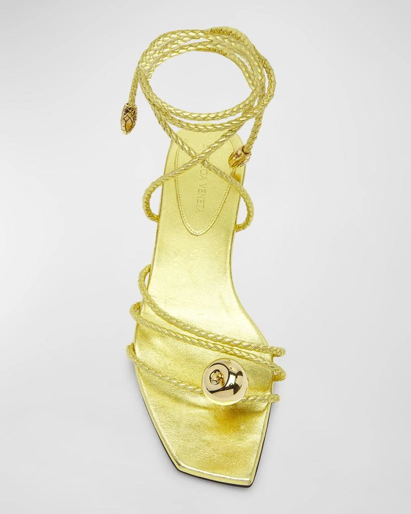 Bottega Veneta Adam Metallic Apple Ankle-Wrap sandals 6