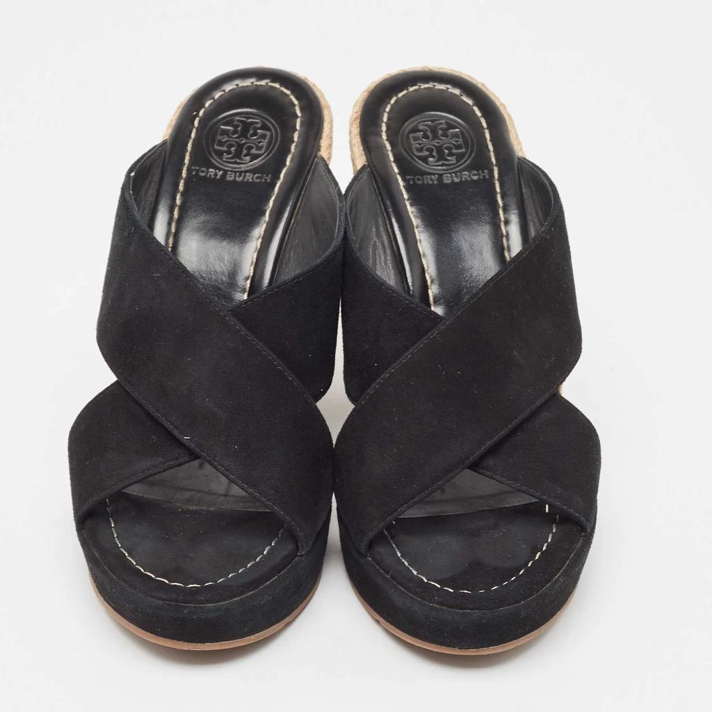 Tory Burch Tory Burch Black Suede Kristen Espadrille Wedge Sandals Size 37 3