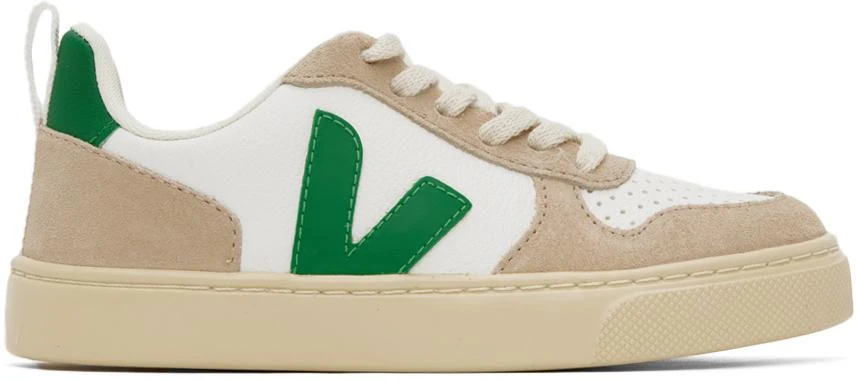 VEJA Kids White & Beige V-10 Sneakers 1