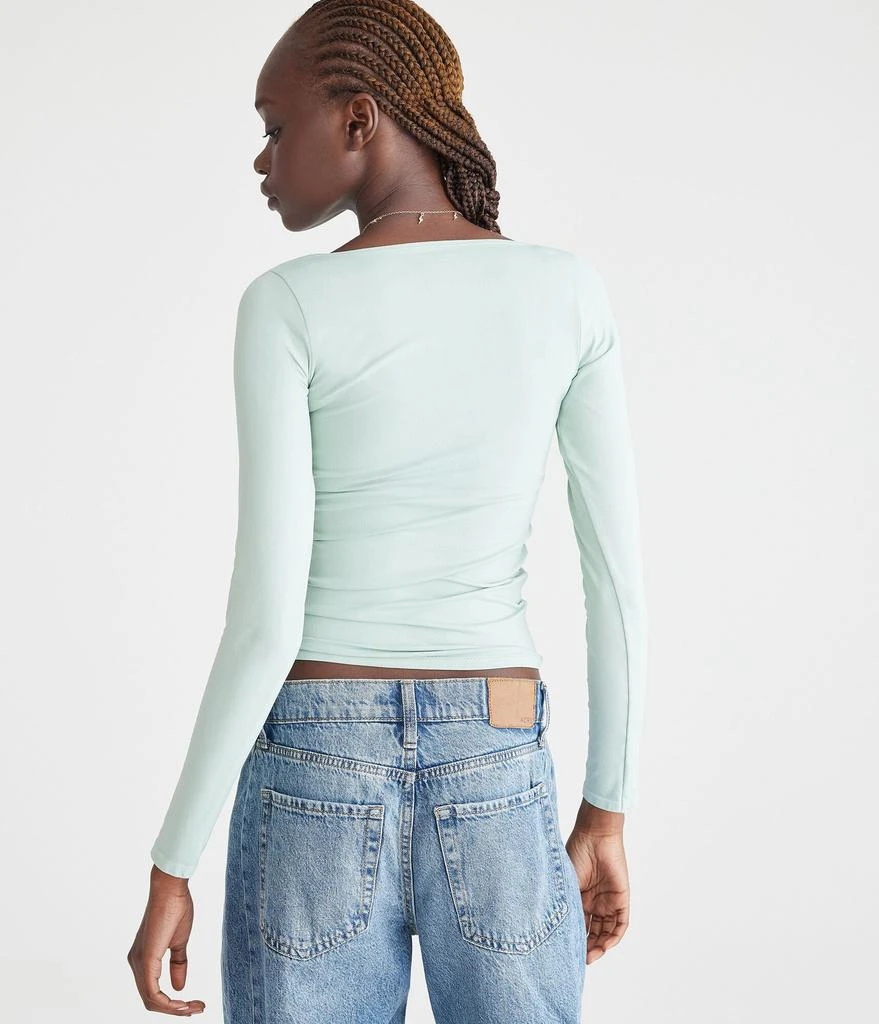 Aeropostale Long Sleeve Seriously Soft Sculpt Square-Neck Tee 4