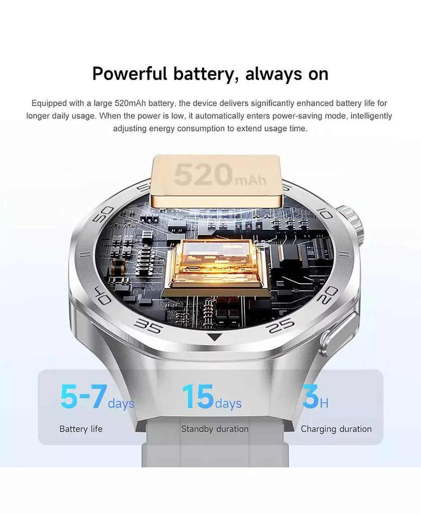 RUXING Smart Multi-GNSS Outdoor Sports Watch with Bluetooth Calling Altimeter Barometer 3ATM Waterproof -Silver 9