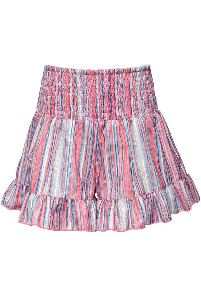 Hannah Banana Hannah Banana - Girl's Glitter Stripe Shorts with Smocked Waist