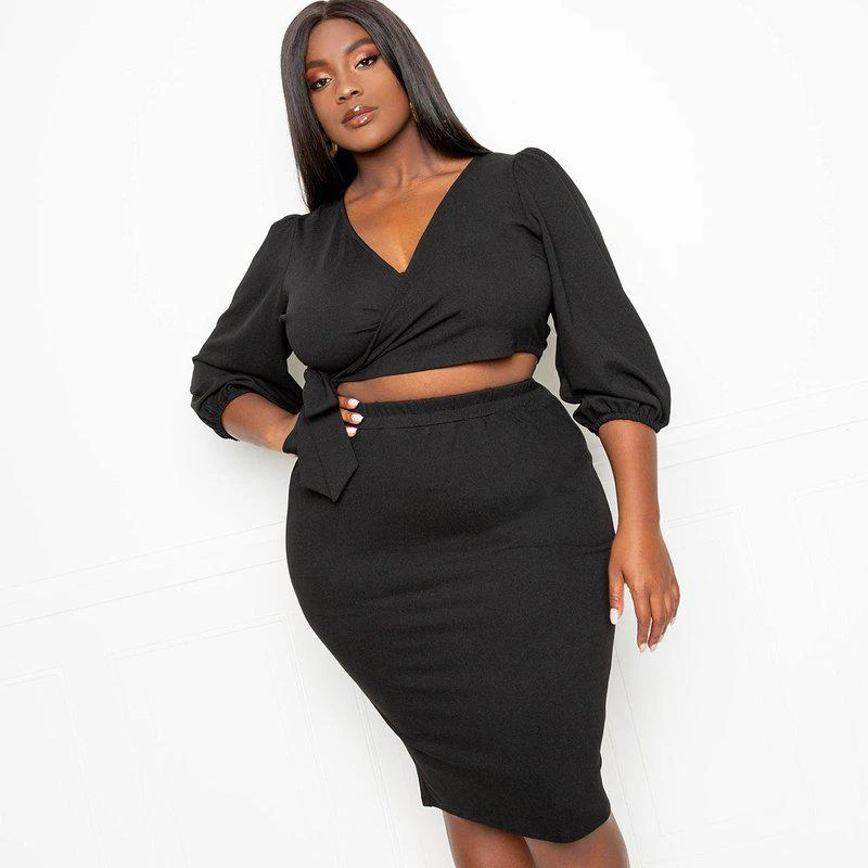 Buxom Couture Everyday Cropped Top and Skirt Matching Set 1