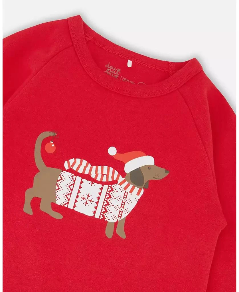 Deux par Deux Baby Unisex Cotton Two-Piece Pajama Set Red and White Fairisle - Baby 4