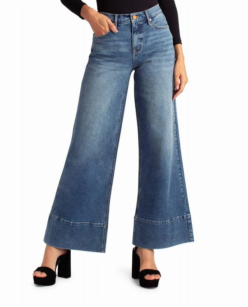 Nicole Miller Hudson Yards Mid Rise Wide Leg Jean In Dark Blue 1