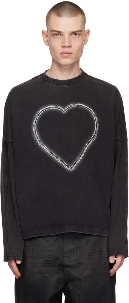 We11done Black Heart Choker Long Sleeve T-Shirt 1