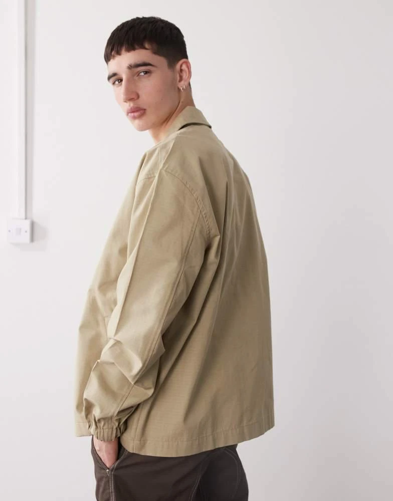 Timberland Timberland ripstop chest logo coach jacket in beige 4