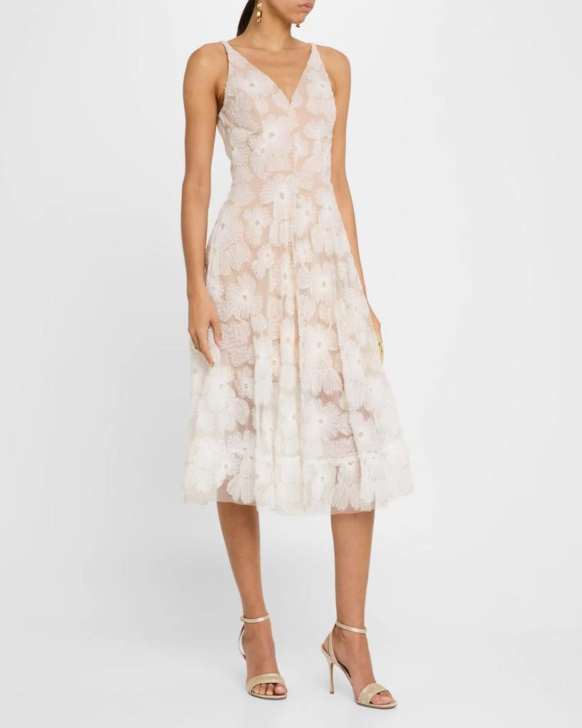 Dress the Population Black Label Blair Beaded Floral Applique Midi Dress 4